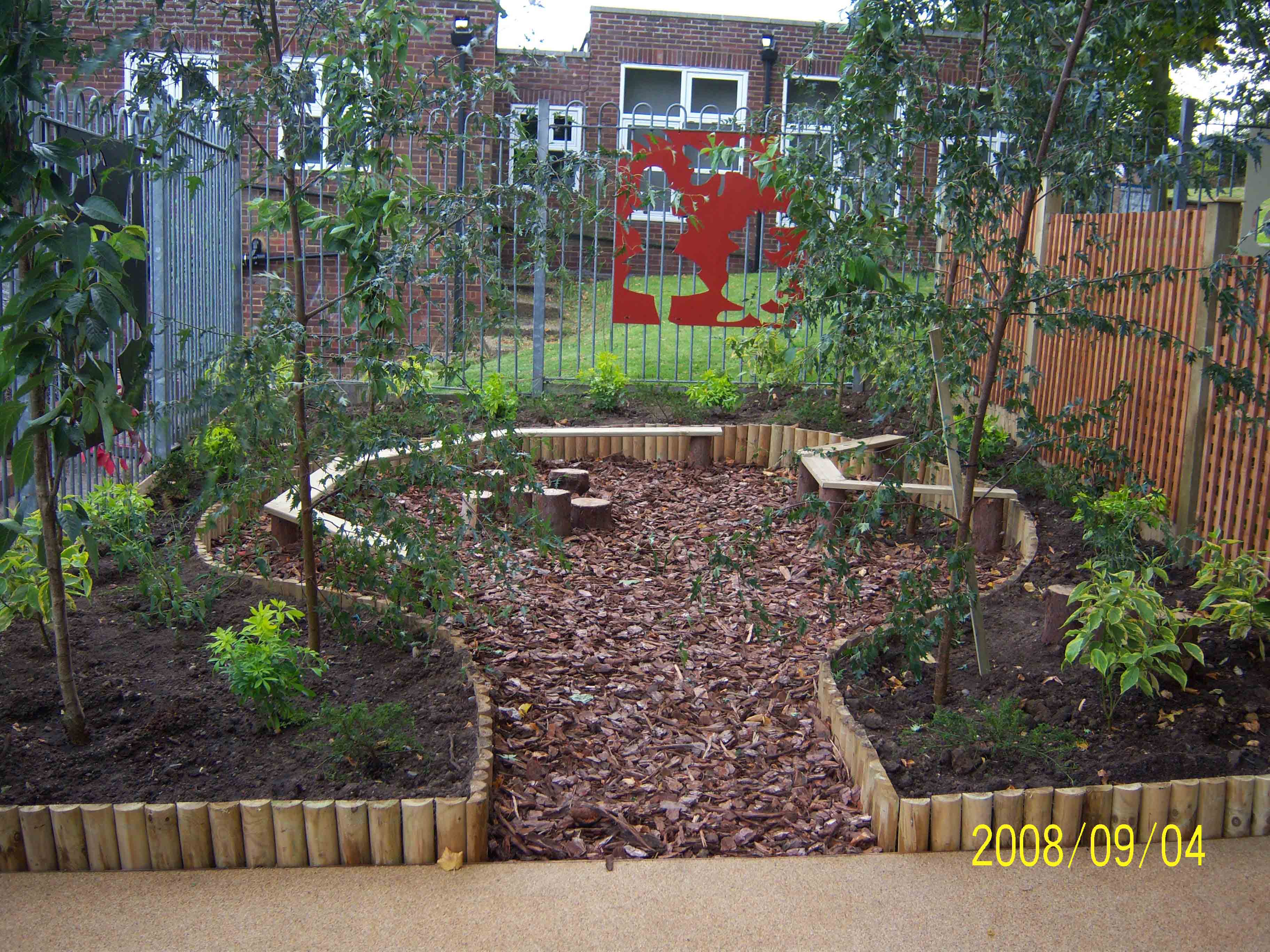 View into the Northbury school garden areas